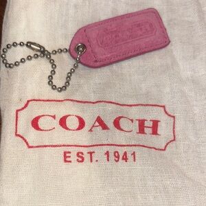 Coach  Pink Suede Leather Hangtag Charm